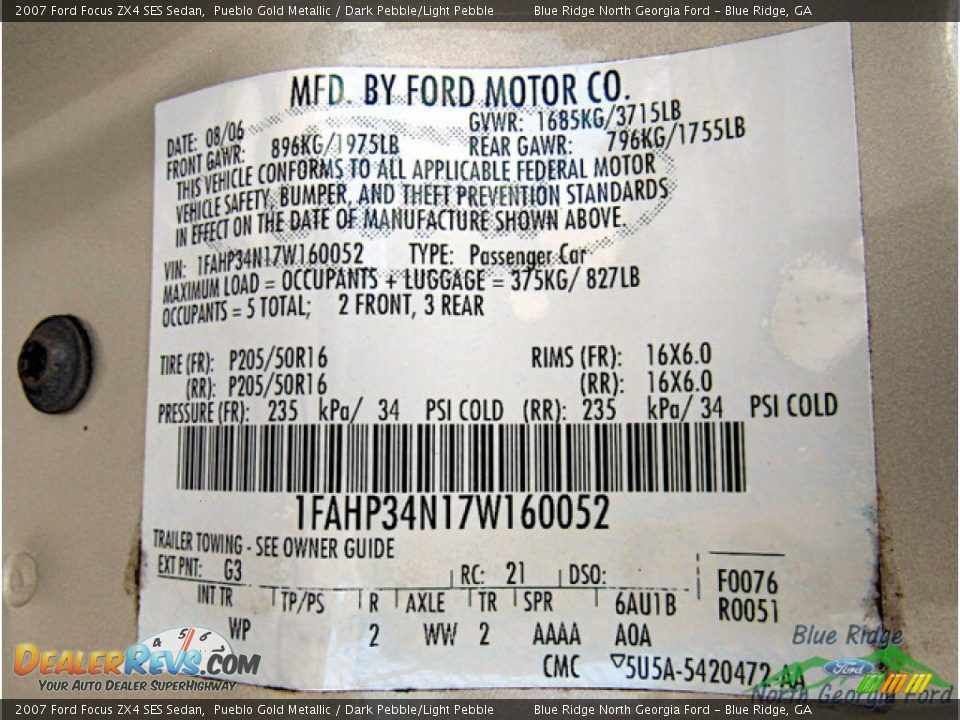 2007 Ford Focus ZX4 SES Sedan Pueblo Gold Metallic / Dark Pebble/Light Pebble Photo #18