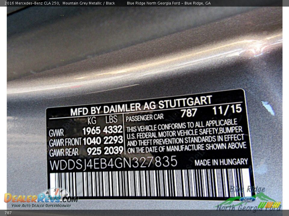 Mercedes-Benz Color Code 787 Mountain Grey Metallic