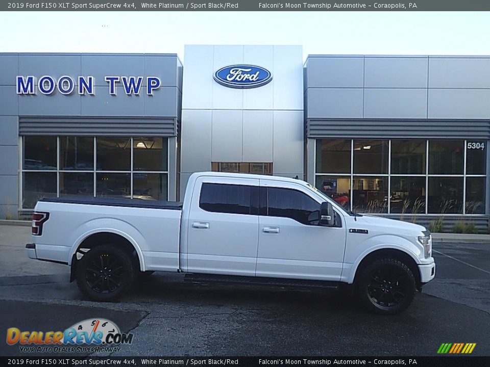 2019 Ford F150 XLT Sport SuperCrew 4x4 White Platinum / Sport Black/Red Photo #1