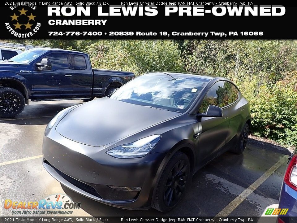 2021 Tesla Model Y Long Range AWD Solid Black / Black Photo #1