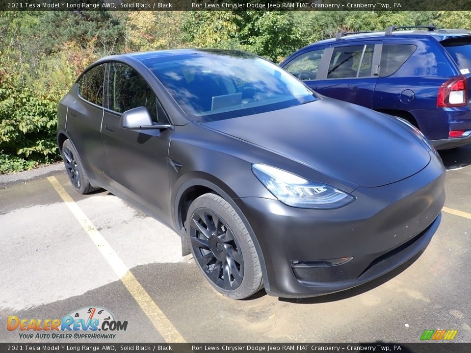 2021 Tesla Model Y Long Range AWD Solid Black / Black Photo #3