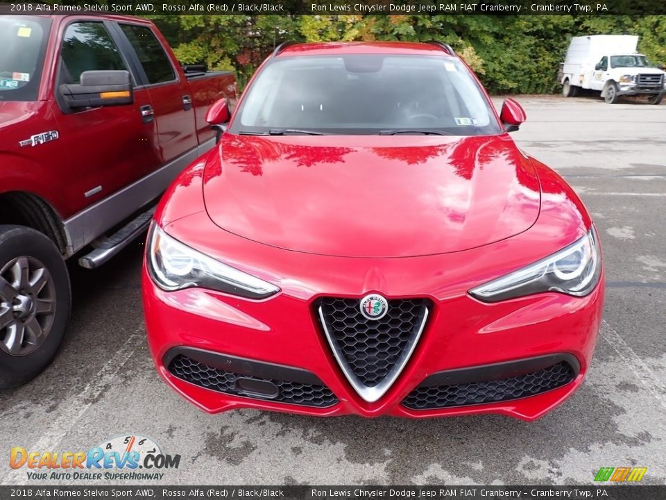 2018 Alfa Romeo Stelvio Sport AWD Rosso Alfa (Red) / Black/Black Photo #2