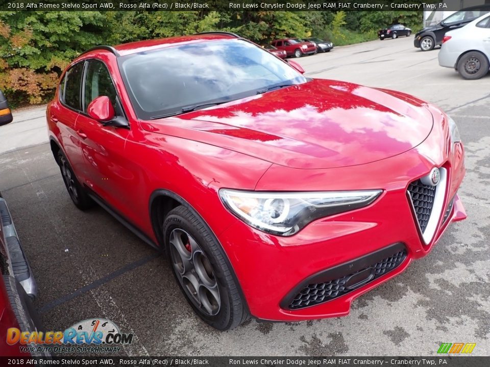 2018 Alfa Romeo Stelvio Sport AWD Rosso Alfa (Red) / Black/Black Photo #3