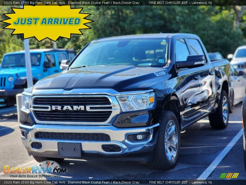 2020 Ram 1500 Big Horn Crew Cab 4x4 Diamond Black Crystal Pearl / Black/Diesel Gray Photo #1