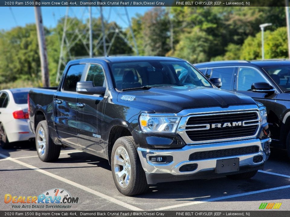 2020 Ram 1500 Big Horn Crew Cab 4x4 Diamond Black Crystal Pearl / Black/Diesel Gray Photo #4