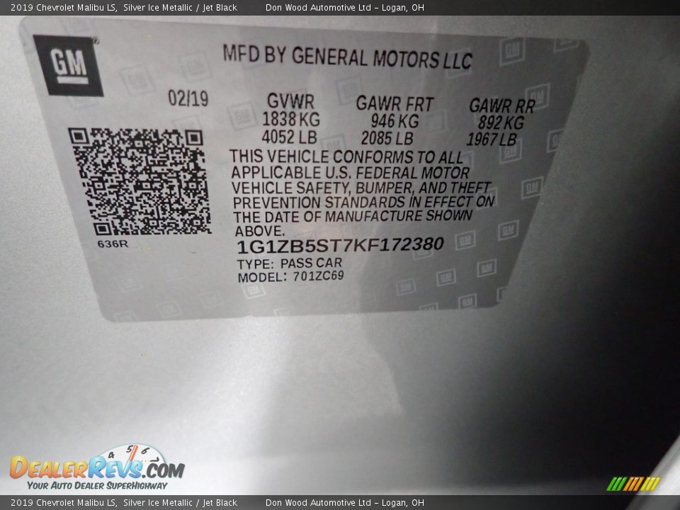 2019 Chevrolet Malibu LS Silver Ice Metallic / Jet Black Photo #31