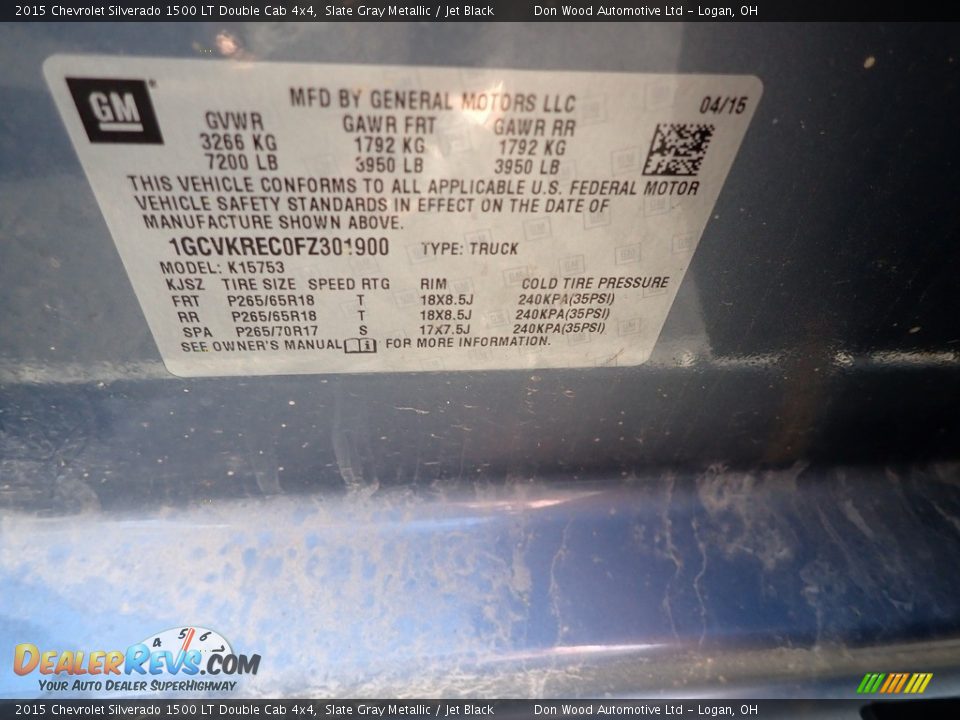2015 Chevrolet Silverado 1500 LT Double Cab 4x4 Slate Gray Metallic / Jet Black Photo #14