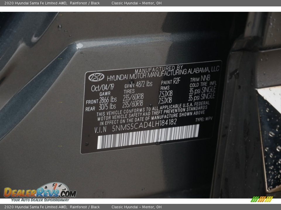 2020 Hyundai Santa Fe Limited AWD Rainforest / Black Photo #21