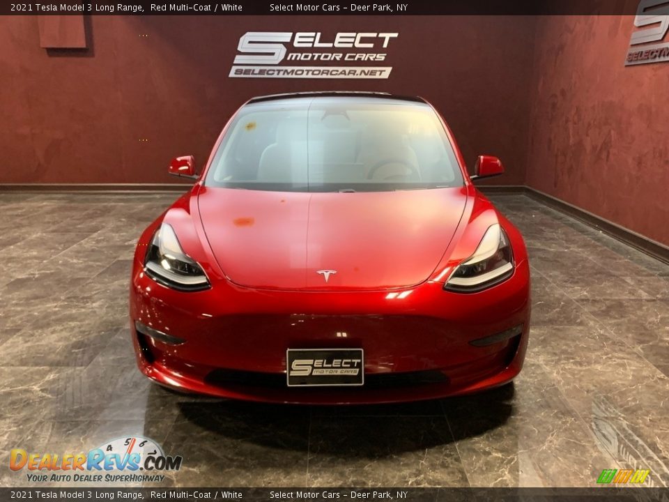 2021 Tesla Model 3 Long Range Red Multi-Coat / White Photo #2
