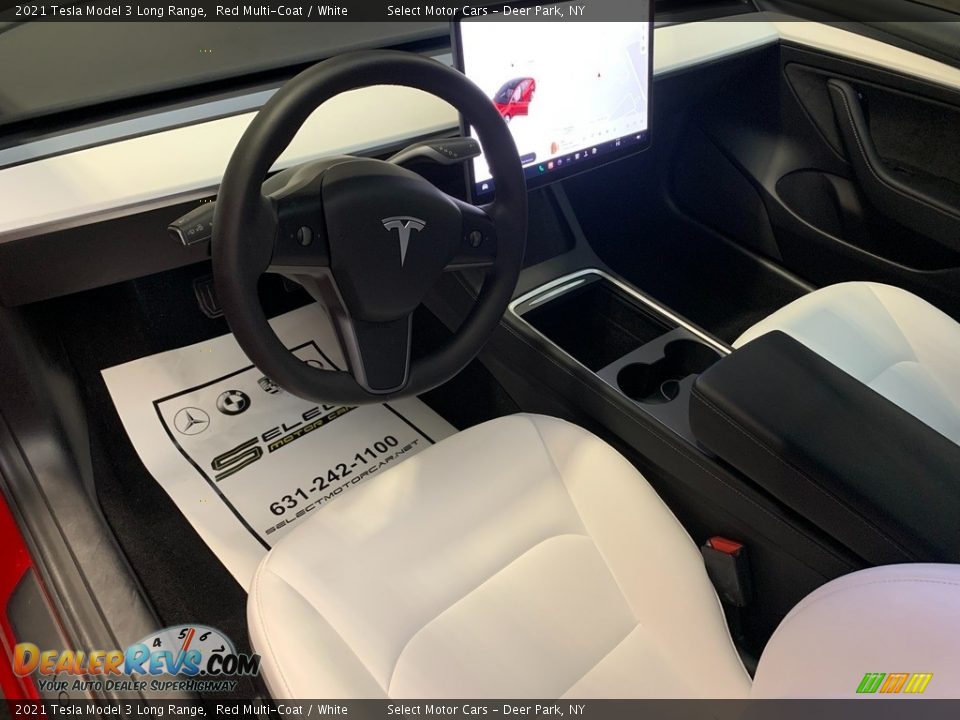 White Interior - 2021 Tesla Model 3 Long Range Photo #10