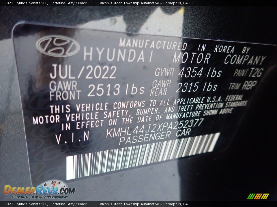 2023 Hyundai Sonata SEL Portofino Gray / Black Photo #18