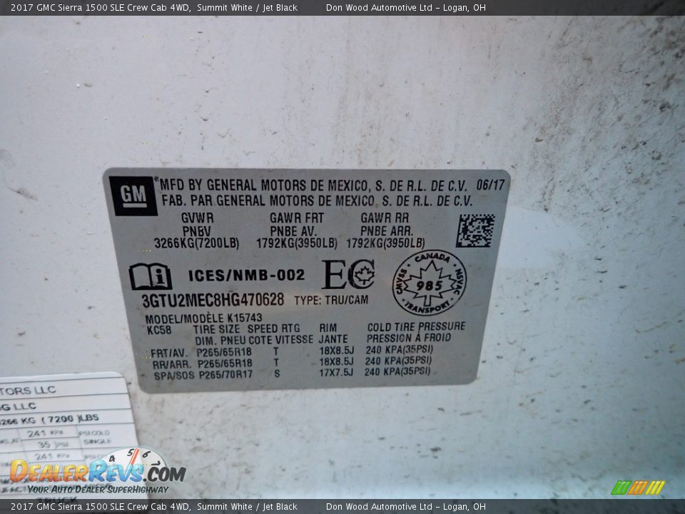 2017 GMC Sierra 1500 SLE Crew Cab 4WD Summit White / Jet Black Photo #22