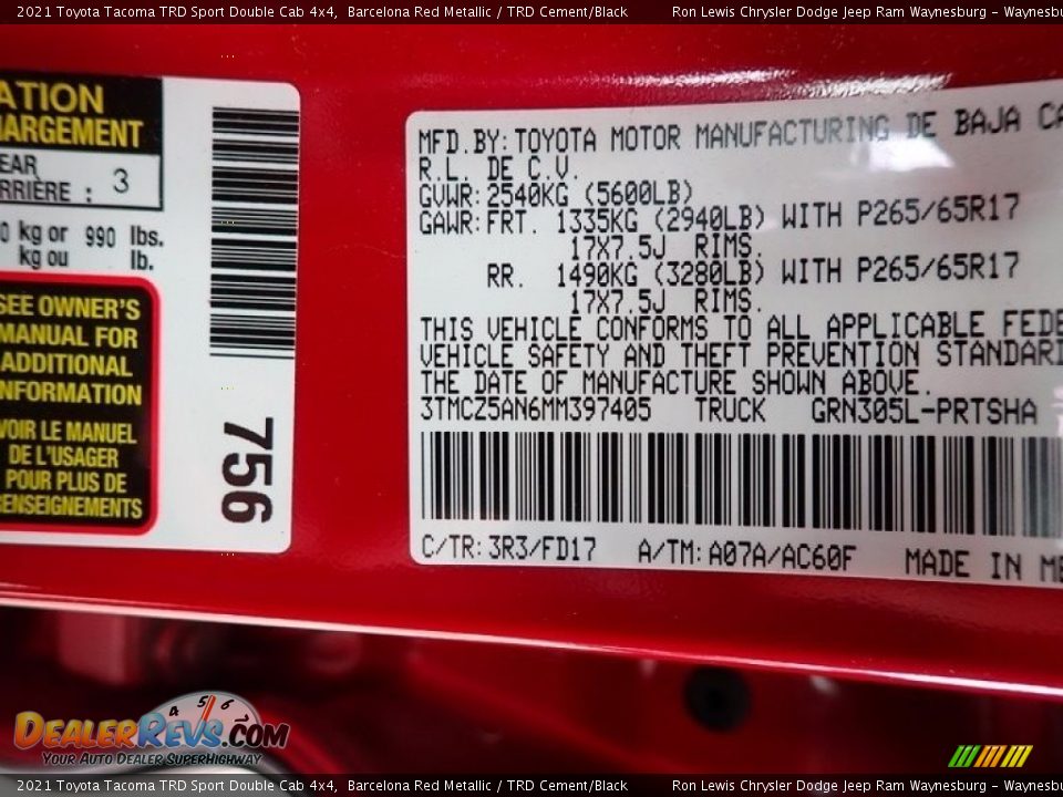 2021 Toyota Tacoma TRD Sport Double Cab 4x4 Barcelona Red Metallic / TRD Cement/Black Photo #15