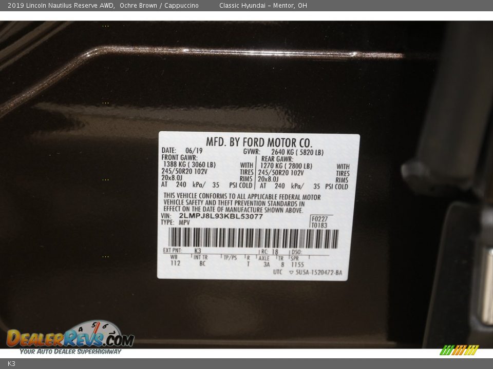 Lincoln Color Code K3 Ochre Brown