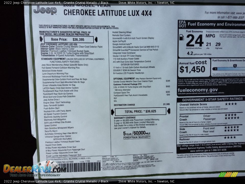 2022 Jeep Cherokee Latitude Lux 4x4 Granite Crystal Metallic / Black Photo #30