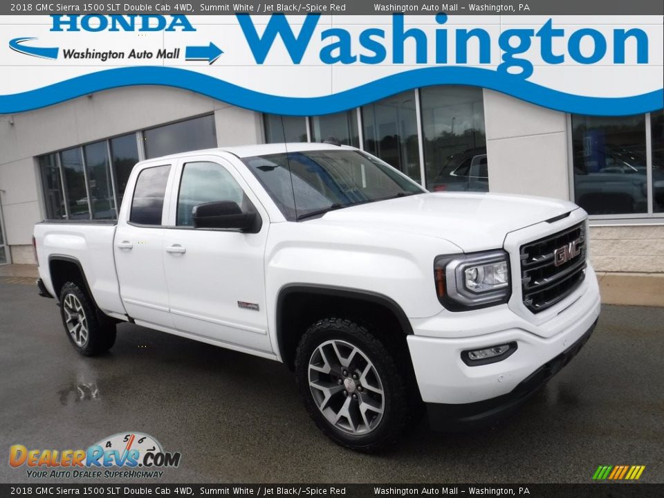 2018 GMC Sierra 1500 SLT Double Cab 4WD Summit White / Jet Black/­Spice Red Photo #1