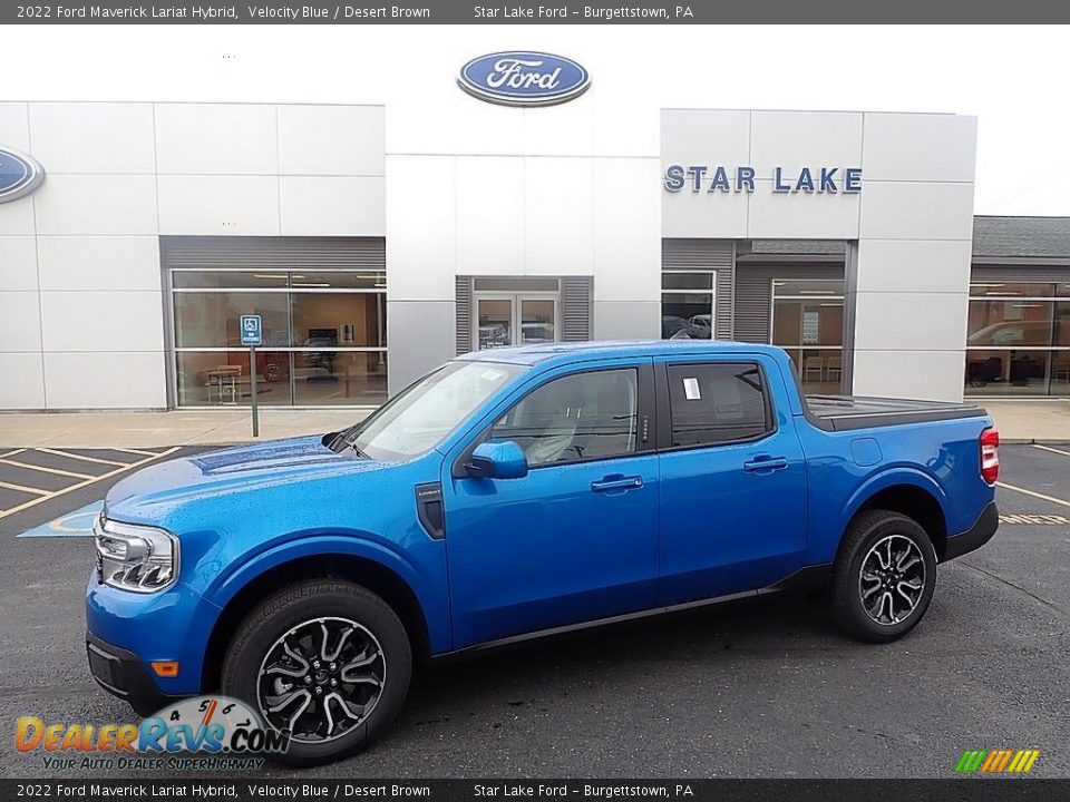 2022 Ford Maverick Lariat Hybrid Velocity Blue / Desert Brown Photo #1