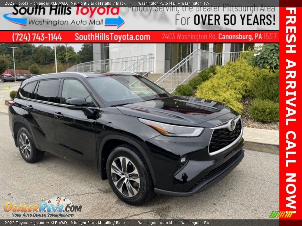 2022 Toyota Highlander XLE AWD Midnight Black Metallic / Black Photo #1