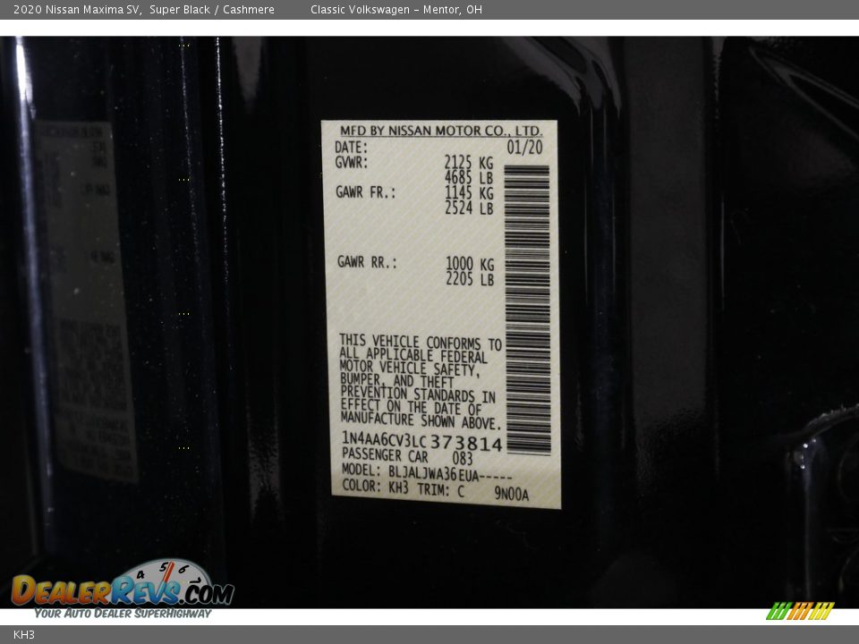 Nissan Color Code KH3 Super Black