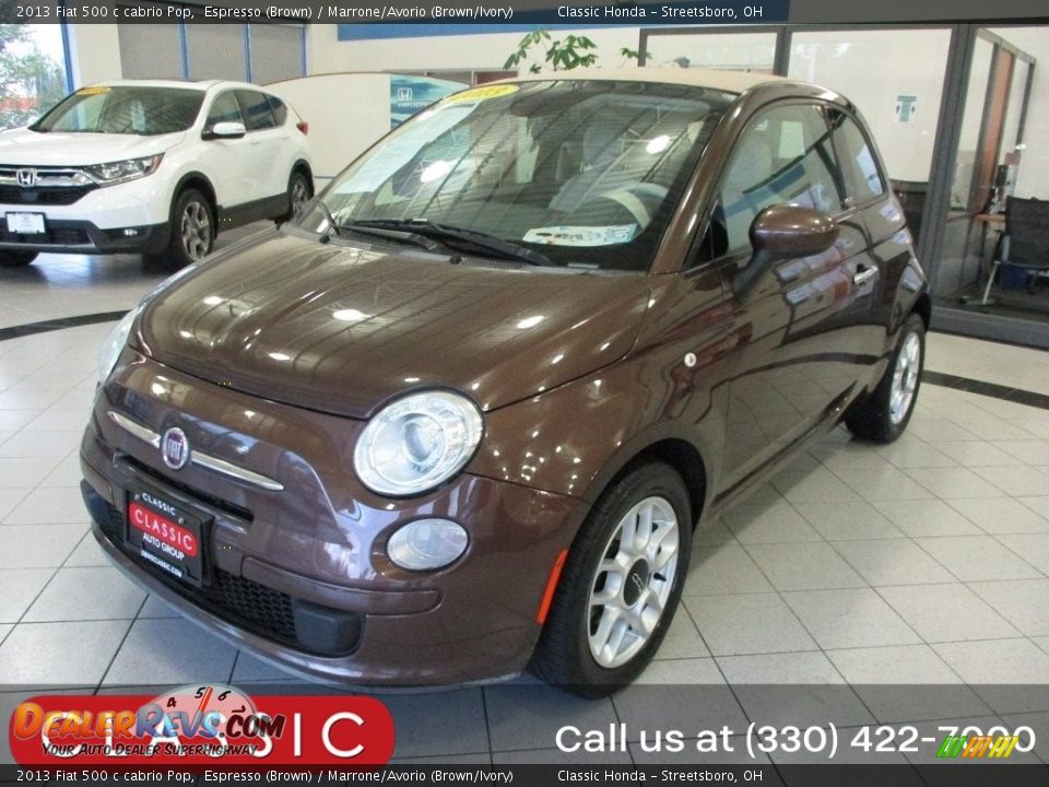 2013 Fiat 500 c cabrio Pop Espresso (Brown) / Marrone/Avorio (Brown/Ivory) Photo #1