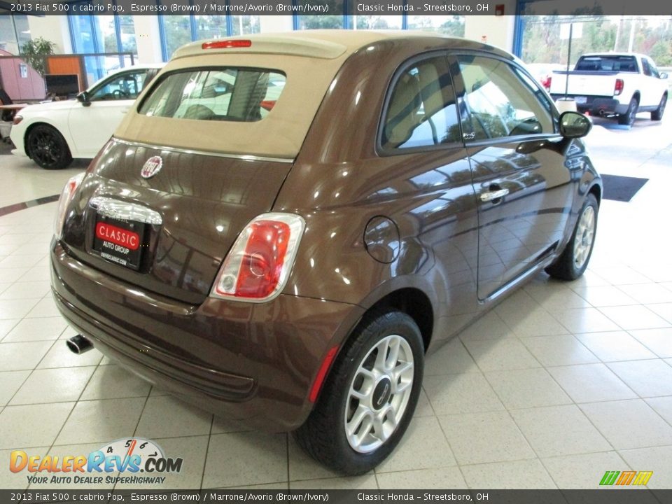 2013 Fiat 500 c cabrio Pop Espresso (Brown) / Marrone/Avorio (Brown/Ivory) Photo #7