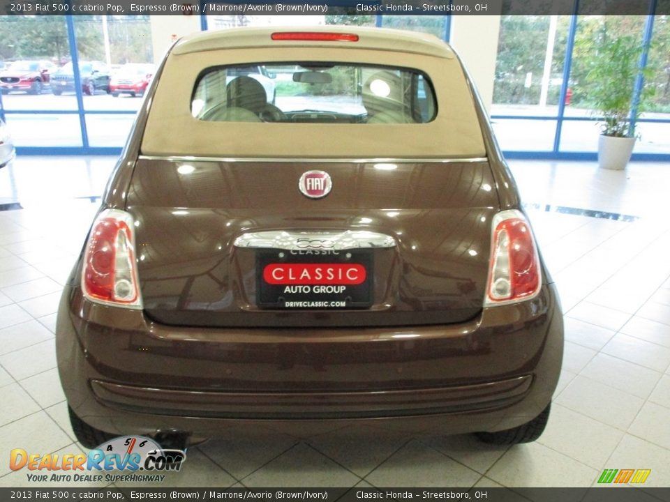 2013 Fiat 500 c cabrio Pop Espresso (Brown) / Marrone/Avorio (Brown/Ivory) Photo #8