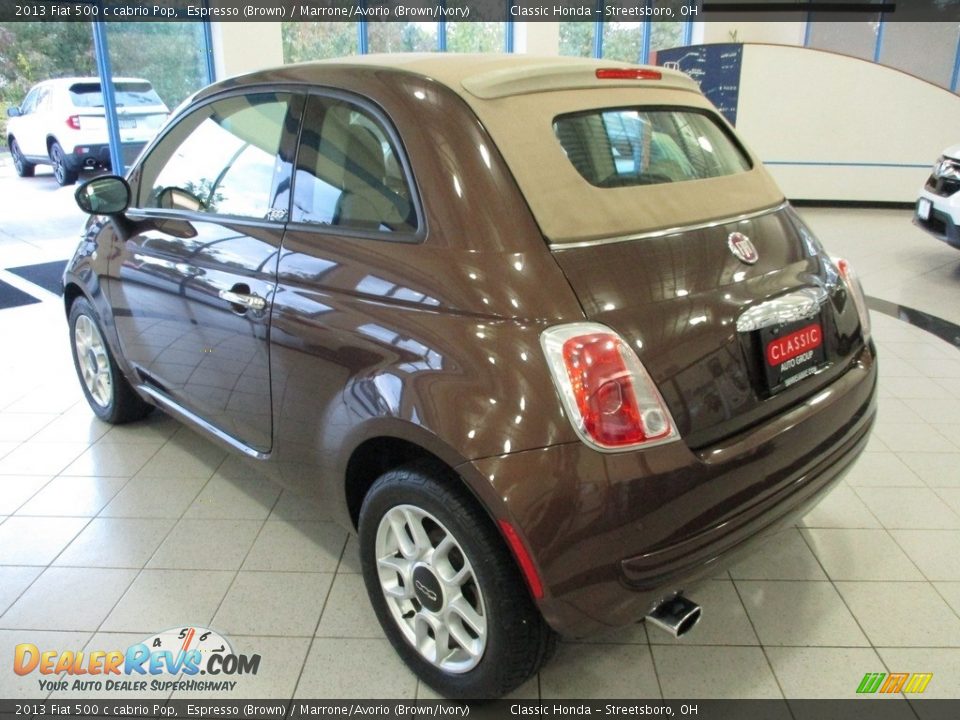 2013 Fiat 500 c cabrio Pop Espresso (Brown) / Marrone/Avorio (Brown/Ivory) Photo #9
