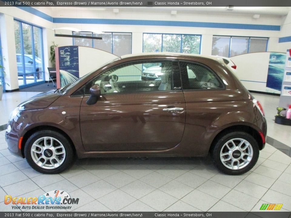 2013 Fiat 500 c cabrio Pop Espresso (Brown) / Marrone/Avorio (Brown/Ivory) Photo #10