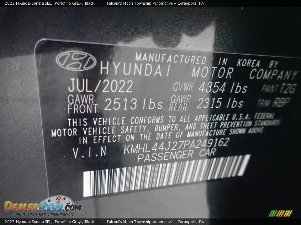 2023 Hyundai Sonata SEL Portofino Gray / Black Photo #18