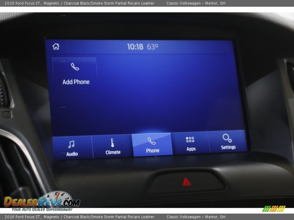 2016 Ford Focus ST Magnetic / Charcoal Black/Smoke Storm Partial Recaro Leather Photo #13