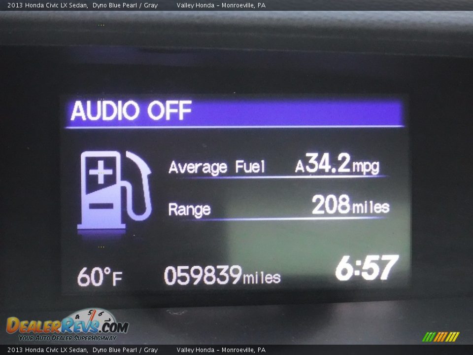 2013 Honda Civic LX Sedan Dyno Blue Pearl / Gray Photo #17