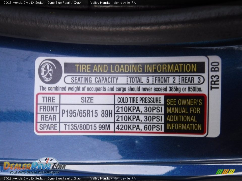 Info Tag of 2013 Honda Civic LX Sedan Photo #28