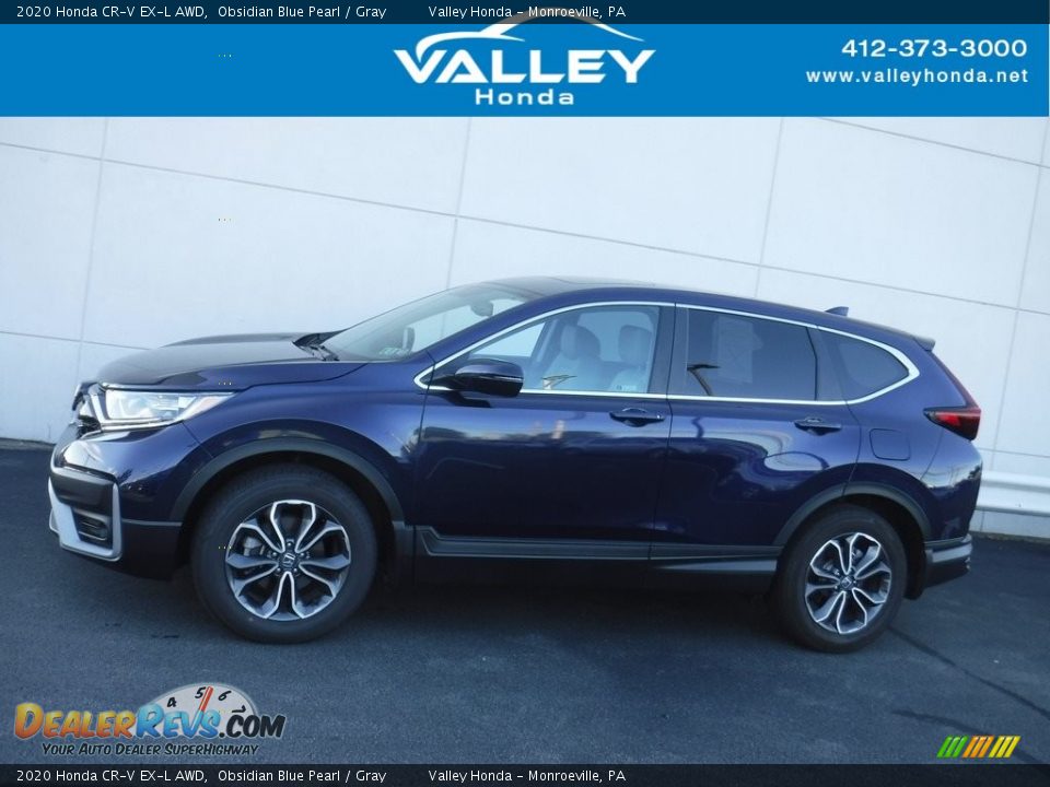 2020 Honda CR-V EX-L AWD Obsidian Blue Pearl / Gray Photo #2