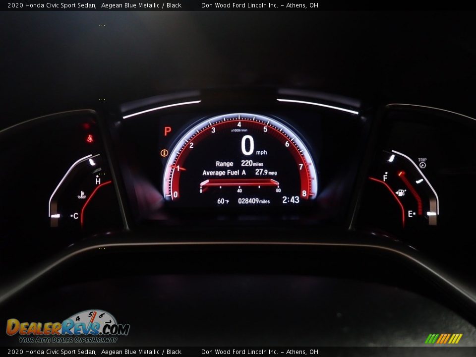 2020 Honda Civic Sport Sedan Aegean Blue Metallic / Black Photo #26