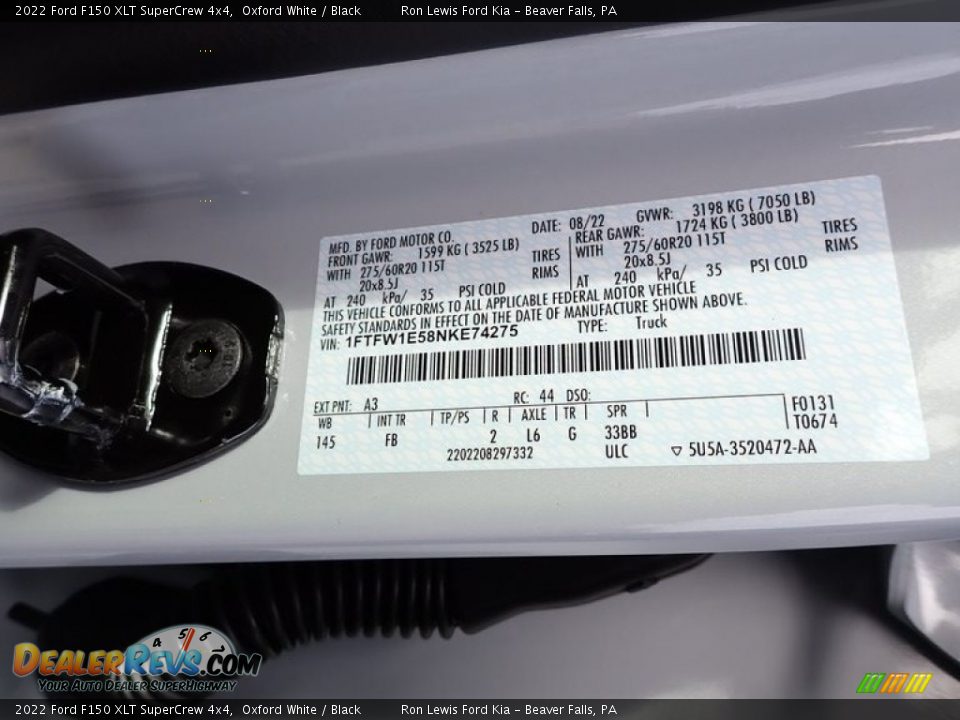 2022 Ford F150 XLT SuperCrew 4x4 Oxford White / Black Photo #20