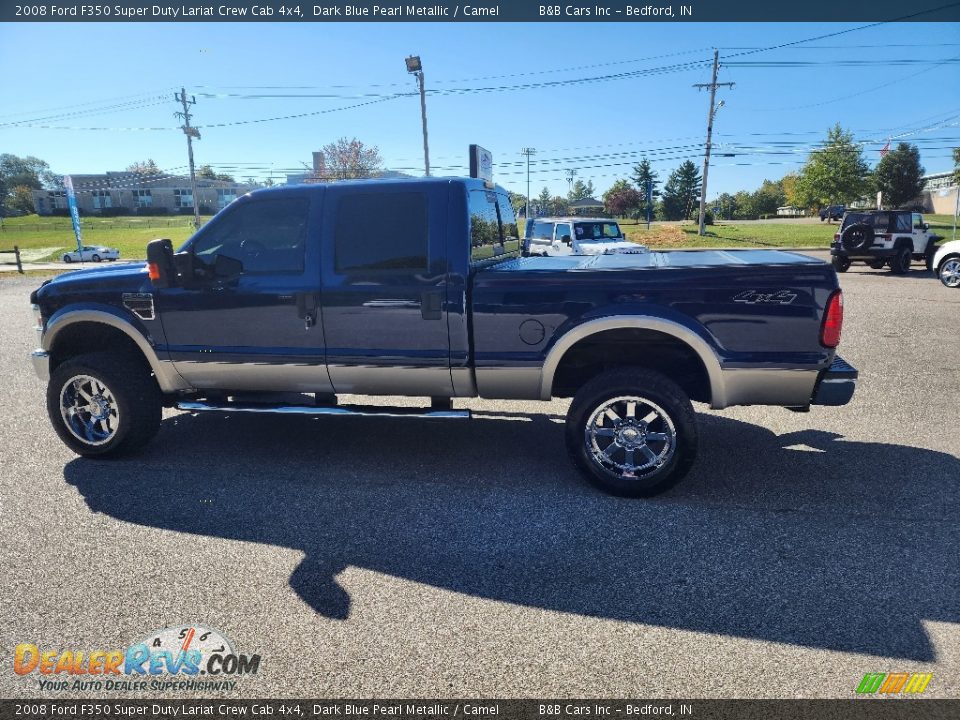 2008 Ford F350 Super Duty Lariat Crew Cab 4x4 Dark Blue Pearl Metallic / Camel Photo #2