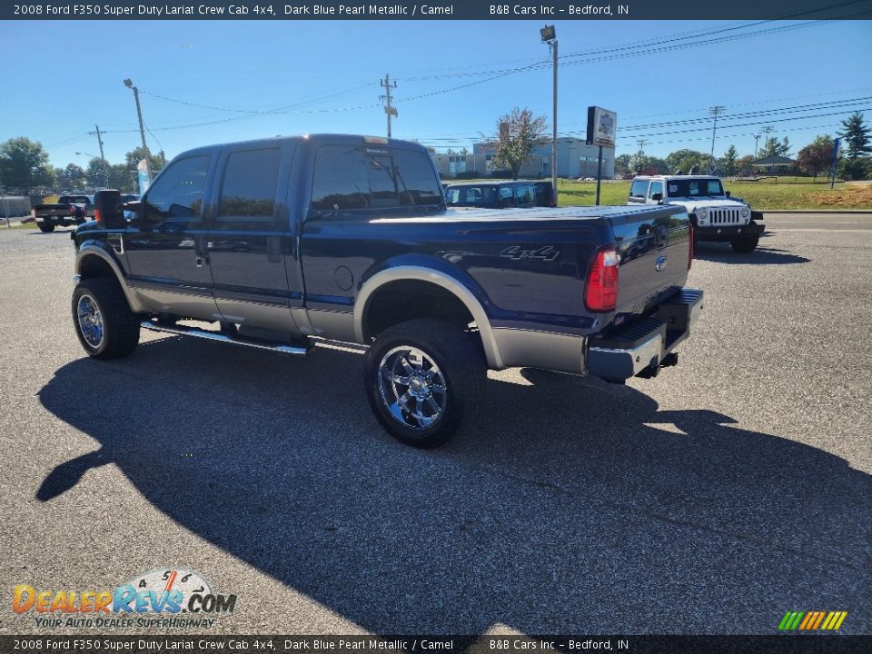 2008 Ford F350 Super Duty Lariat Crew Cab 4x4 Dark Blue Pearl Metallic / Camel Photo #3