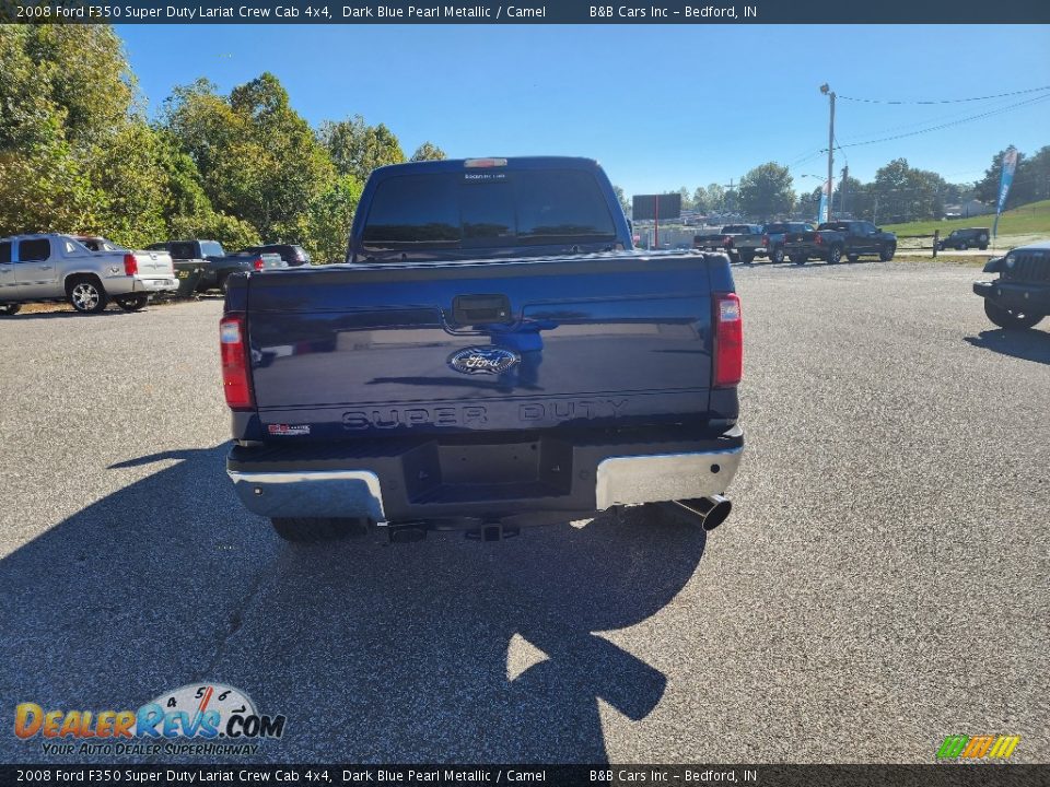 2008 Ford F350 Super Duty Lariat Crew Cab 4x4 Dark Blue Pearl Metallic / Camel Photo #4