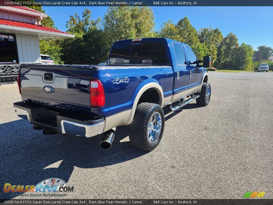 2008 Ford F350 Super Duty Lariat Crew Cab 4x4 Dark Blue Pearl Metallic / Camel Photo #5