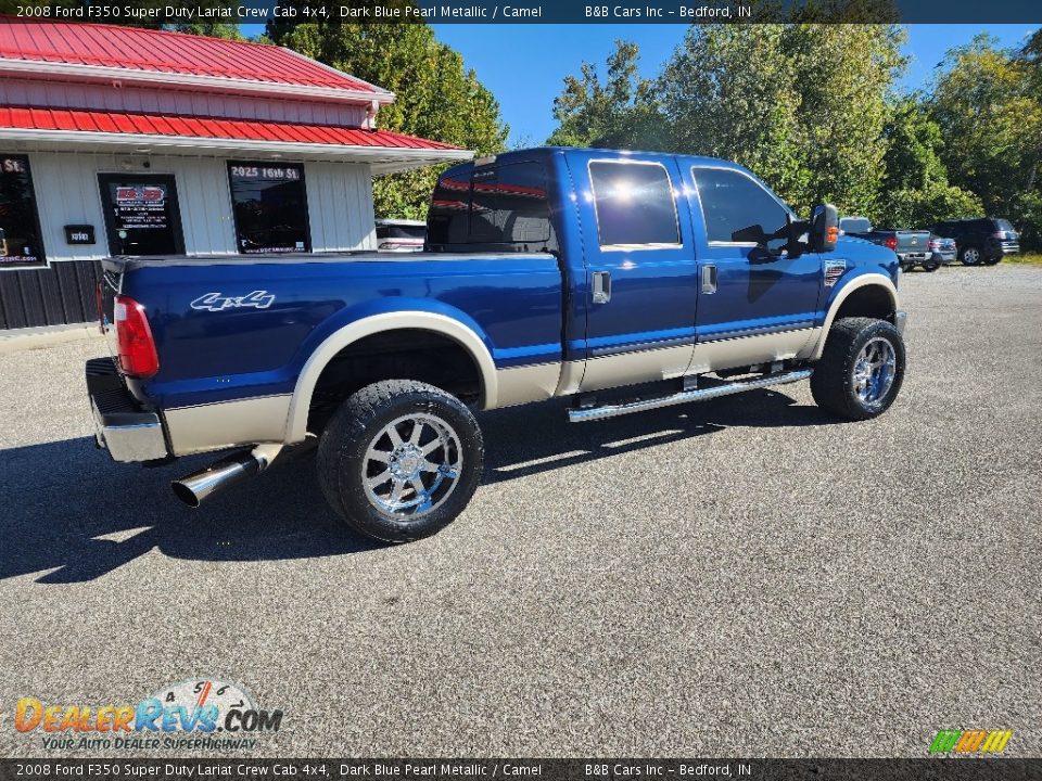 2008 Ford F350 Super Duty Lariat Crew Cab 4x4 Dark Blue Pearl Metallic / Camel Photo #6