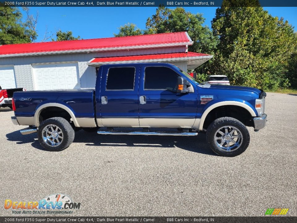 2008 Ford F350 Super Duty Lariat Crew Cab 4x4 Dark Blue Pearl Metallic / Camel Photo #7