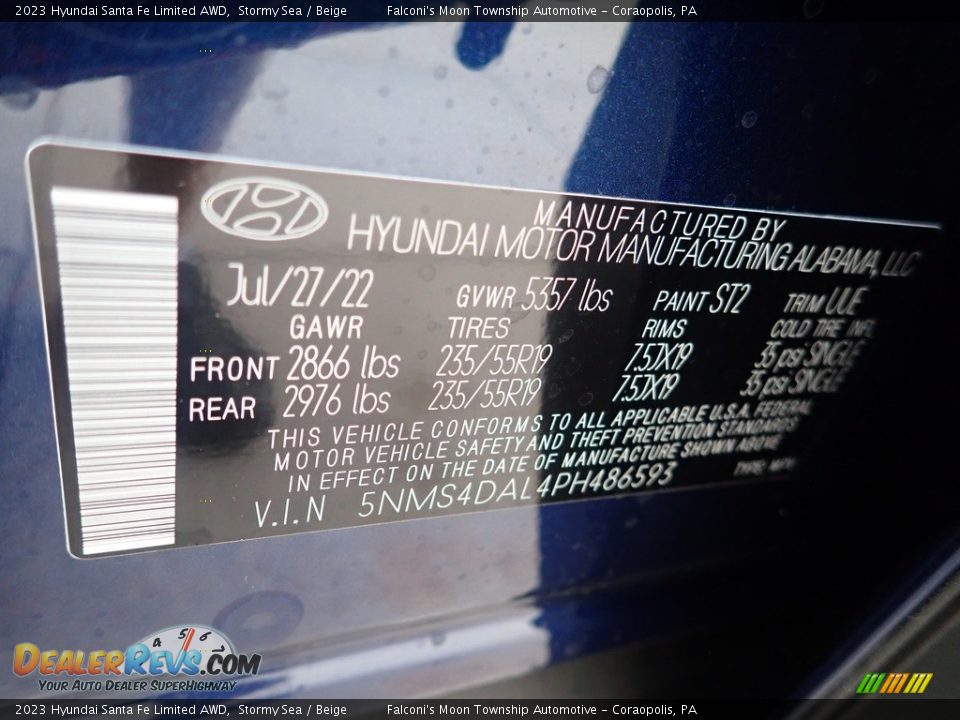 2023 Hyundai Santa Fe Limited AWD Stormy Sea / Beige Photo #18