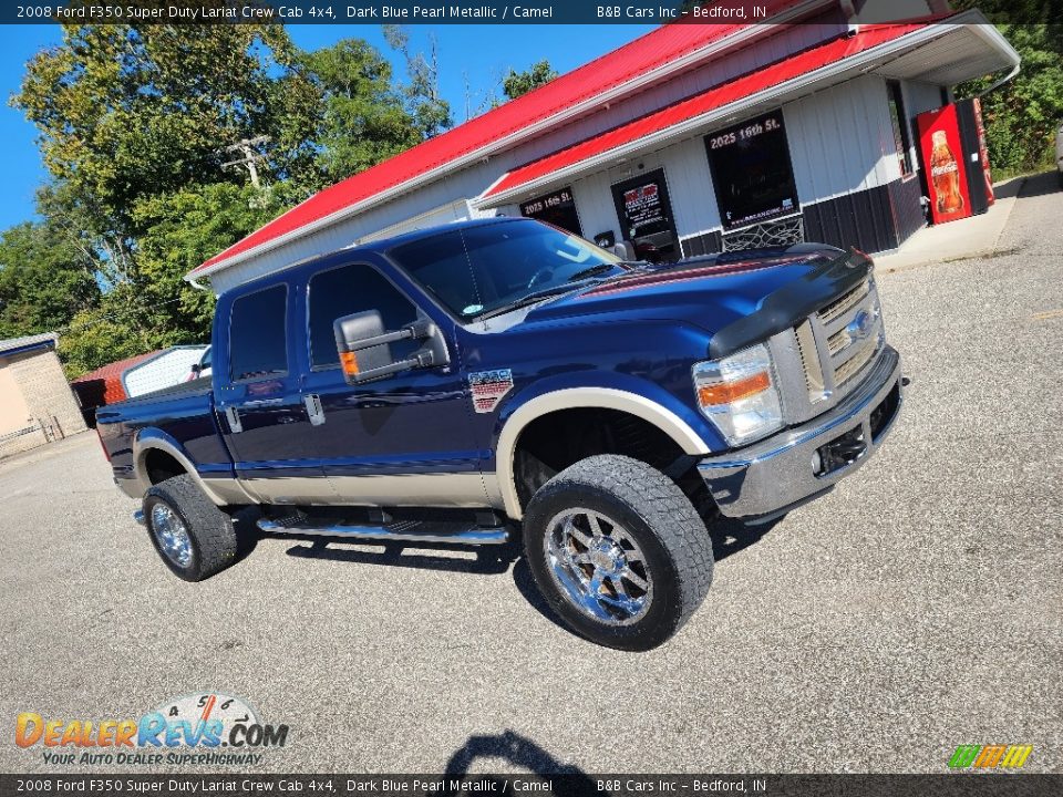 2008 Ford F350 Super Duty Lariat Crew Cab 4x4 Dark Blue Pearl Metallic / Camel Photo #8