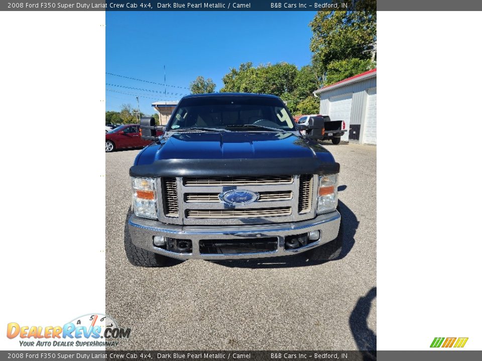 2008 Ford F350 Super Duty Lariat Crew Cab 4x4 Dark Blue Pearl Metallic / Camel Photo #9