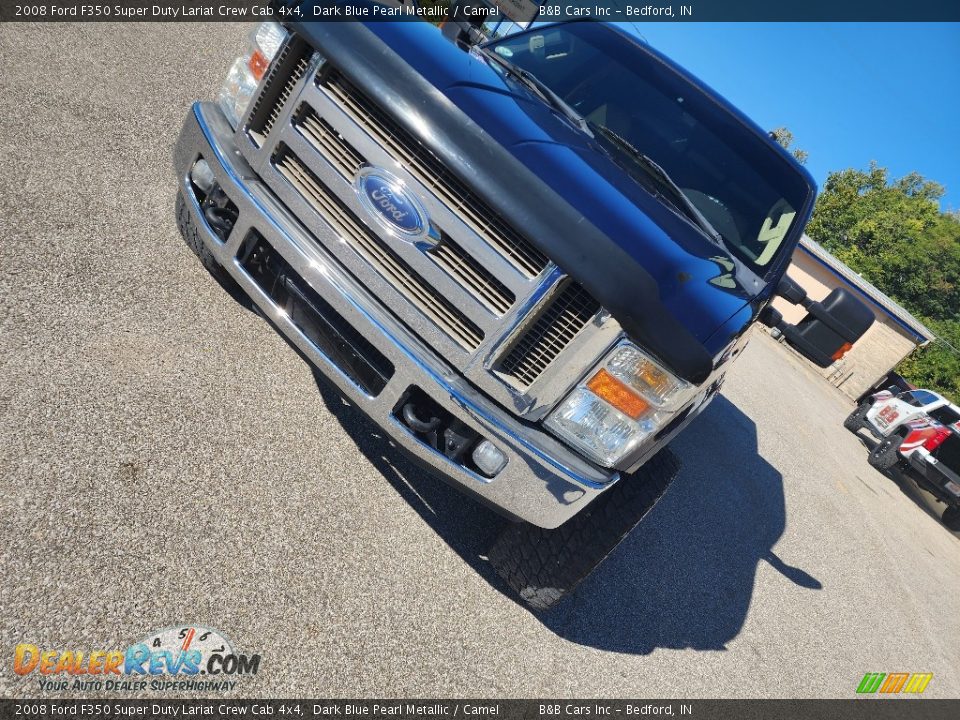 2008 Ford F350 Super Duty Lariat Crew Cab 4x4 Dark Blue Pearl Metallic / Camel Photo #10