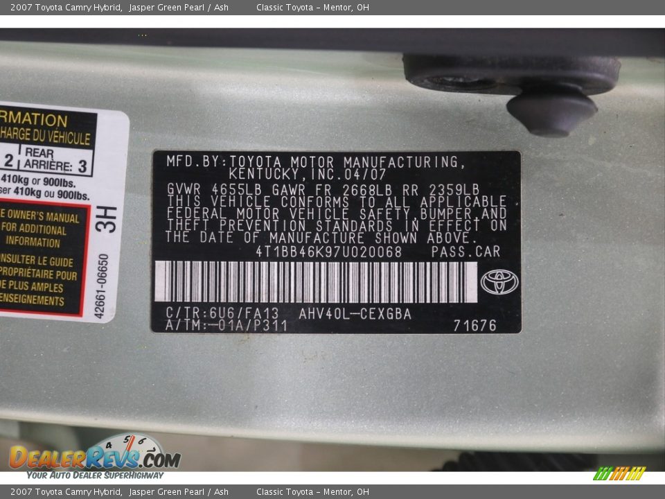 2007 Toyota Camry Hybrid Jasper Green Pearl / Ash Photo #19
