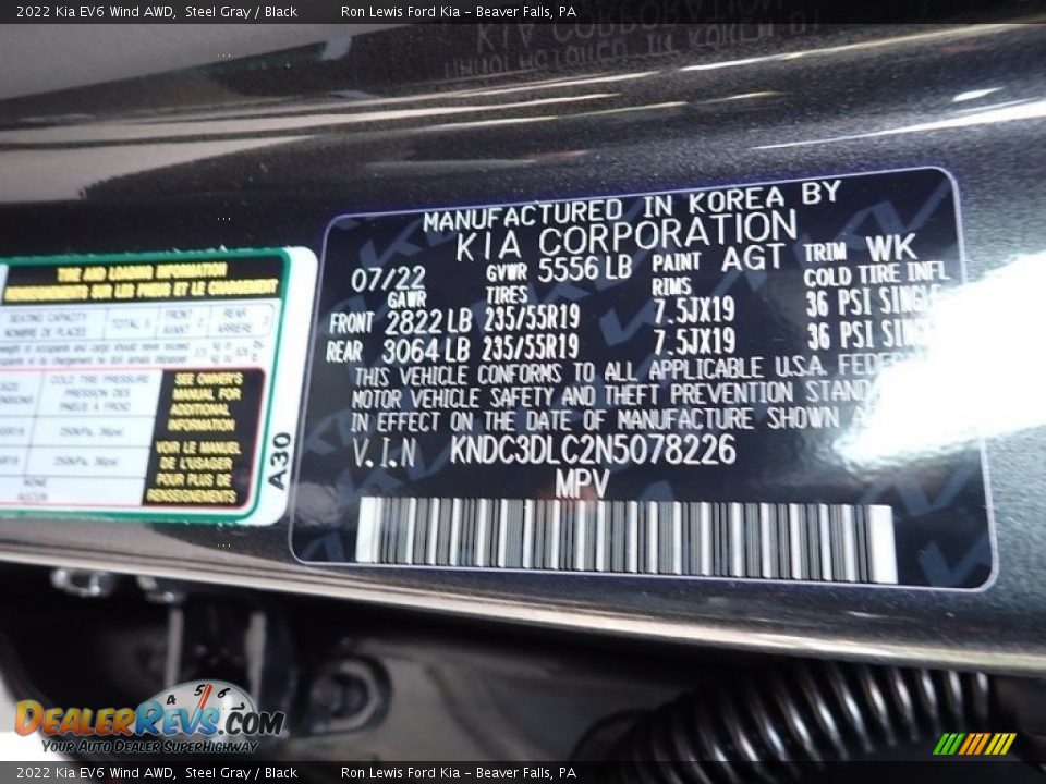 2022 Kia EV6 Wind AWD Steel Gray / Black Photo #20