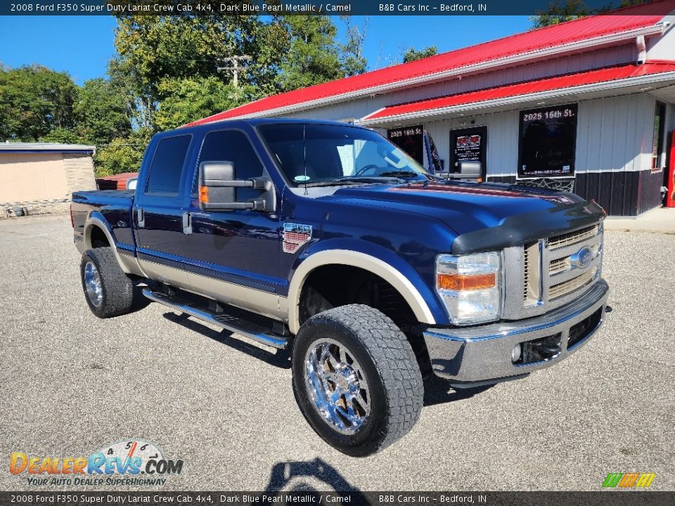 2008 Ford F350 Super Duty Lariat Crew Cab 4x4 Dark Blue Pearl Metallic / Camel Photo #29