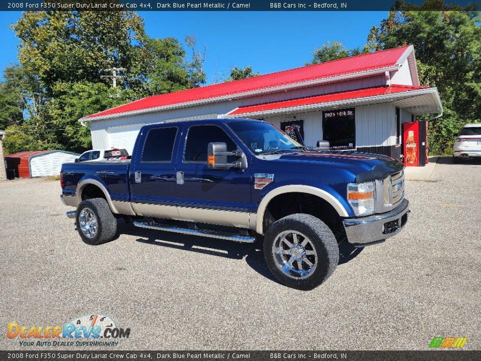 2008 Ford F350 Super Duty Lariat Crew Cab 4x4 Dark Blue Pearl Metallic / Camel Photo #30