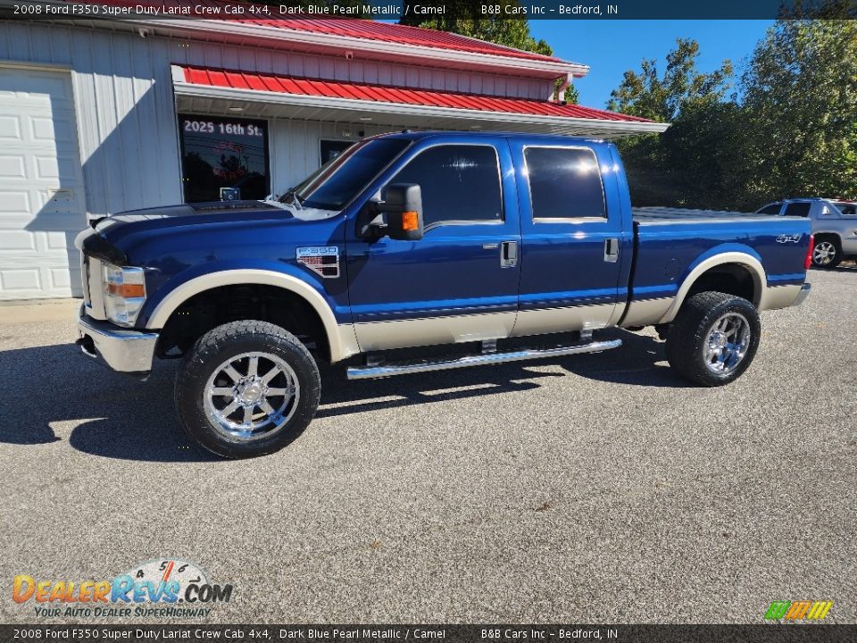 2008 Ford F350 Super Duty Lariat Crew Cab 4x4 Dark Blue Pearl Metallic / Camel Photo #31